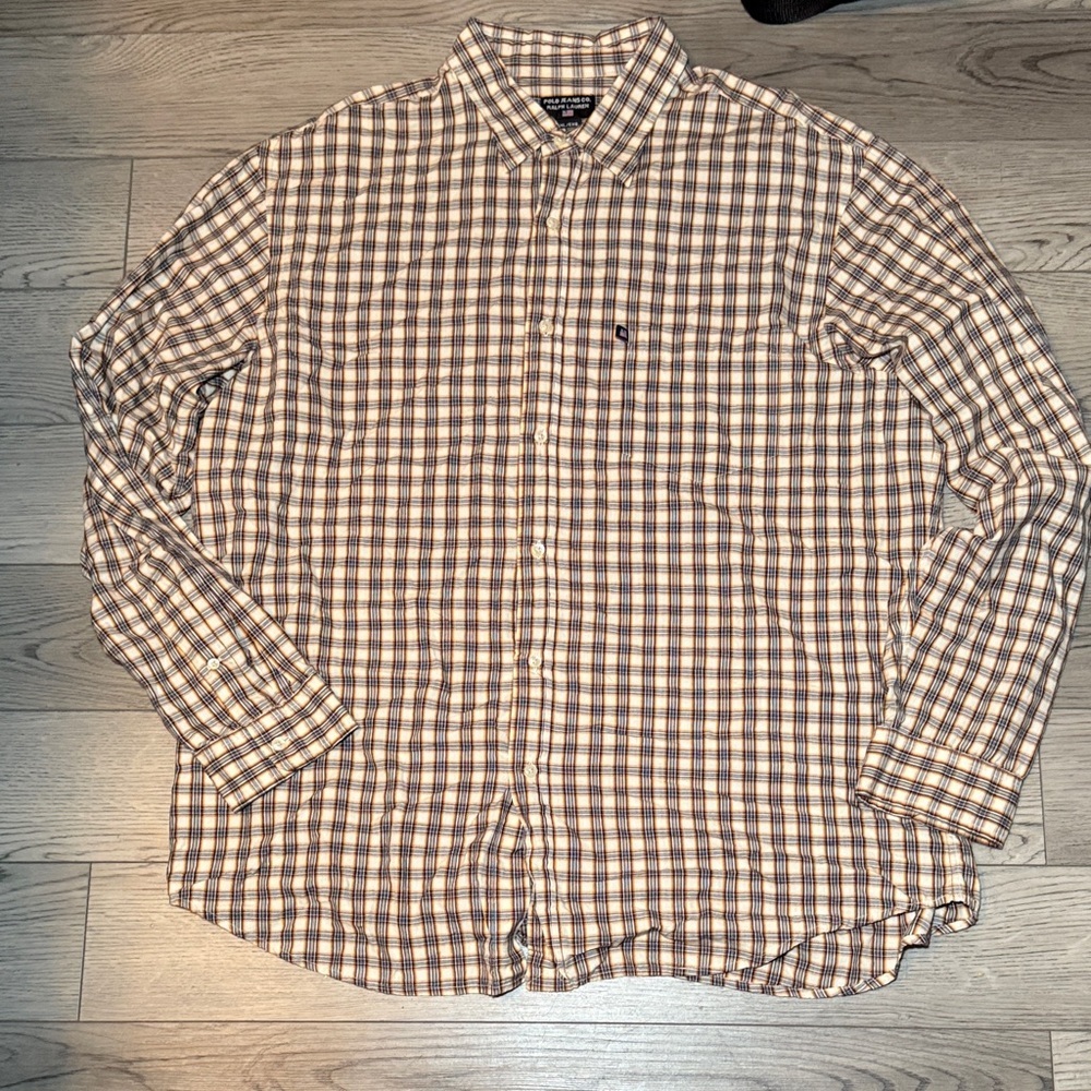 Vintage Polo Jeans Co Ralph Lauren Checked Long Sleeve Button Down Shirt Men XL